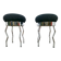 Vintage Uri Stools with Waved Chrome Legs and Black Seats by Per Ivar Ledang for Ikea, 1995, Set of 2