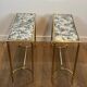 Pair of brass and antique mirror side tables from the Baguès house.