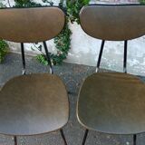 Pair of 50s chairs in metal and skaï