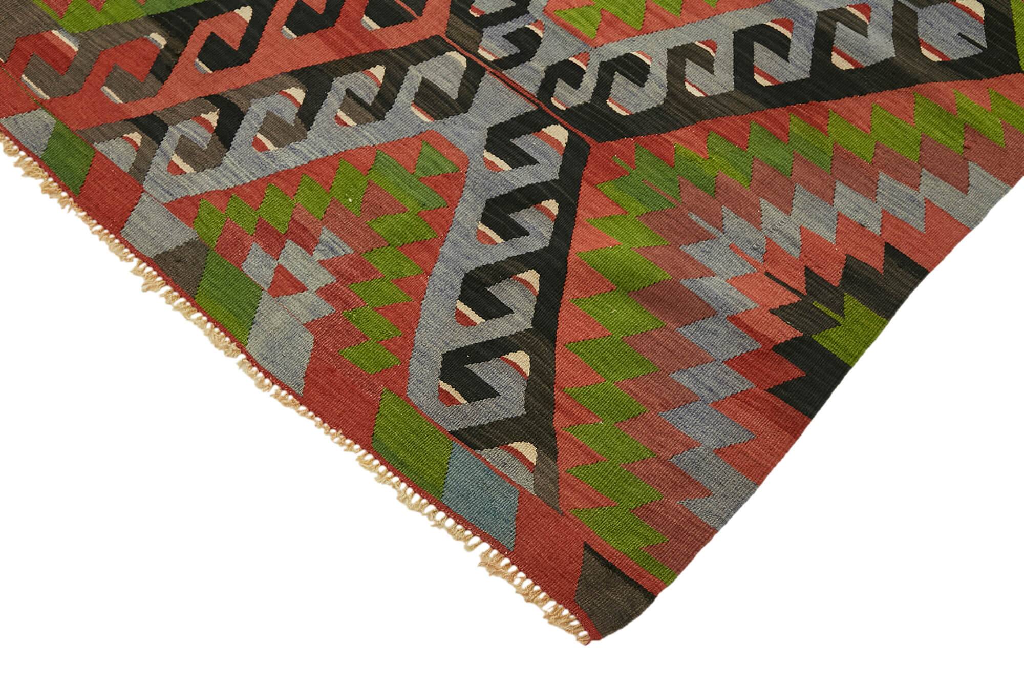 Turkish Handmade Vintage Anatolian Kilim 198 cm x 320 cm