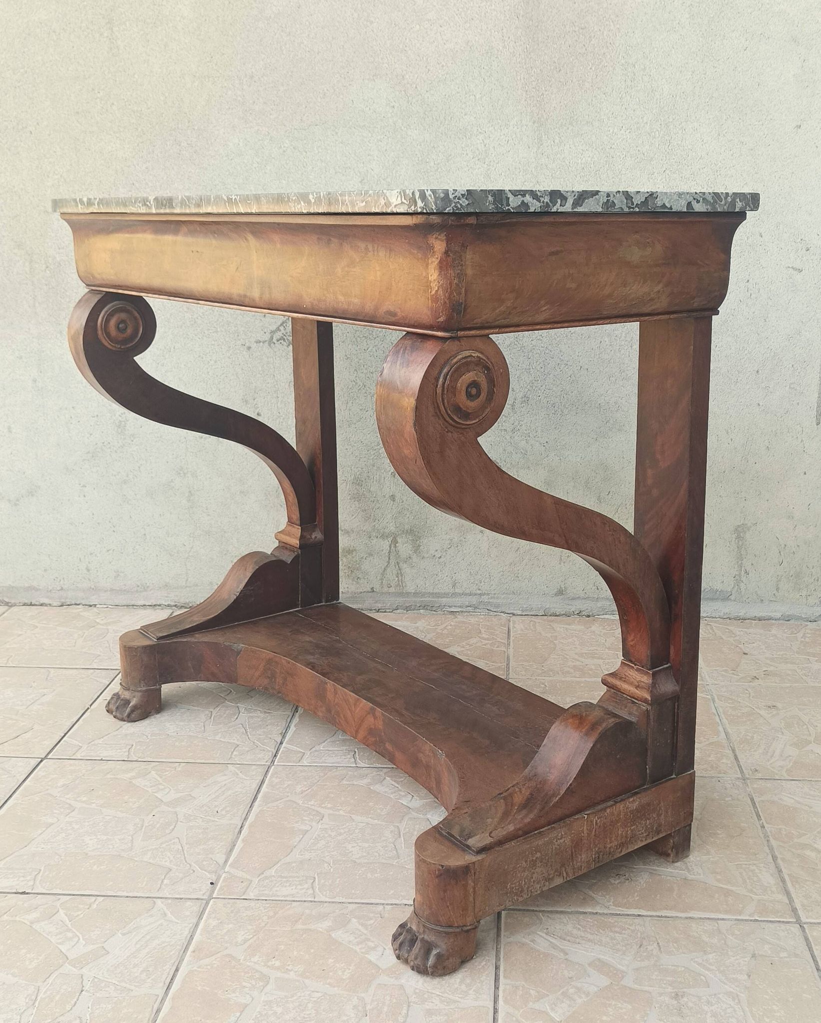 Restoration period mahogany console table