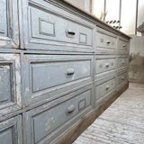 XXL walnut trade counter with multiple drawers