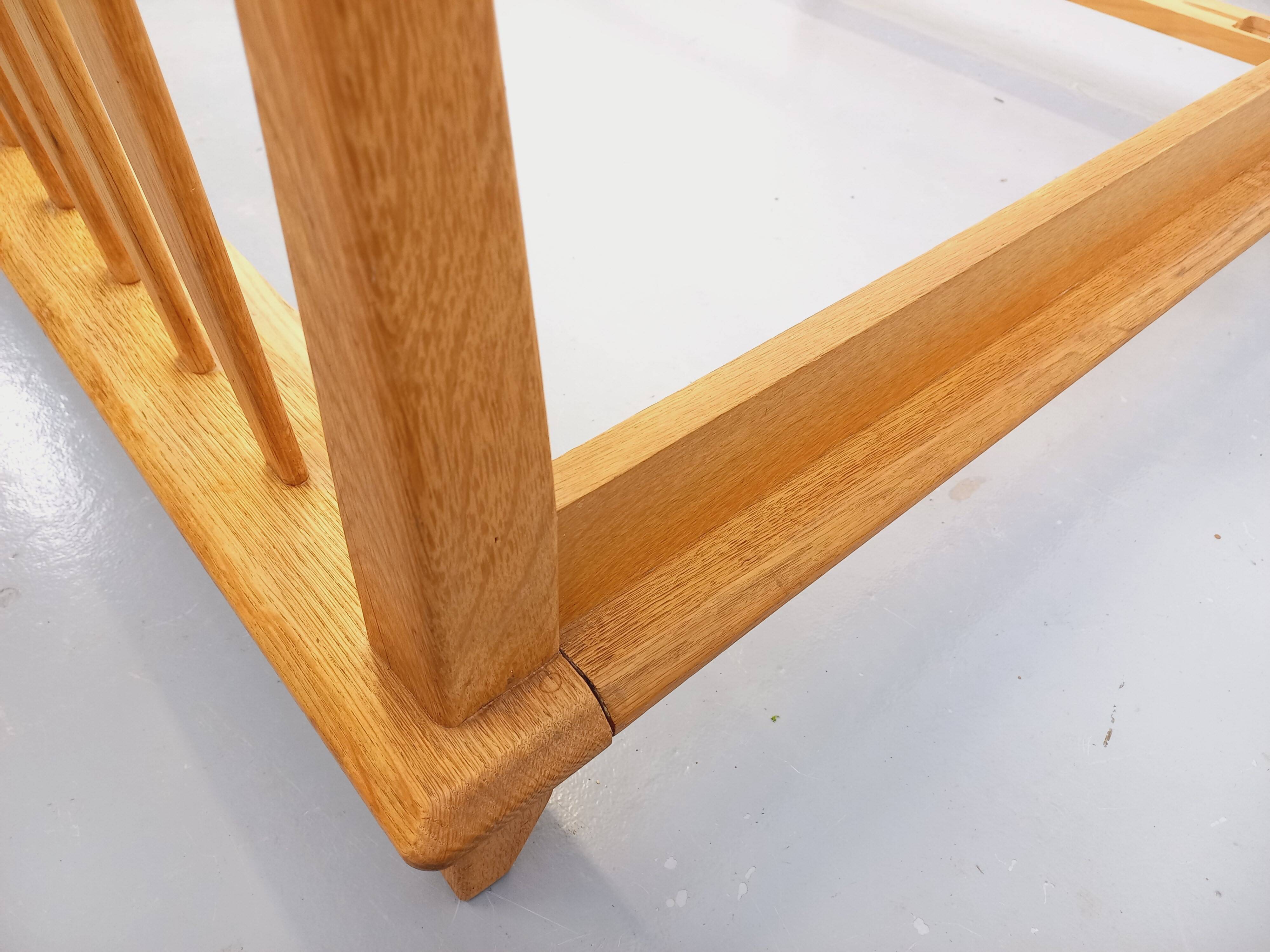 Lit double vintage français Guillerme et Chambron en chêne massif années 60