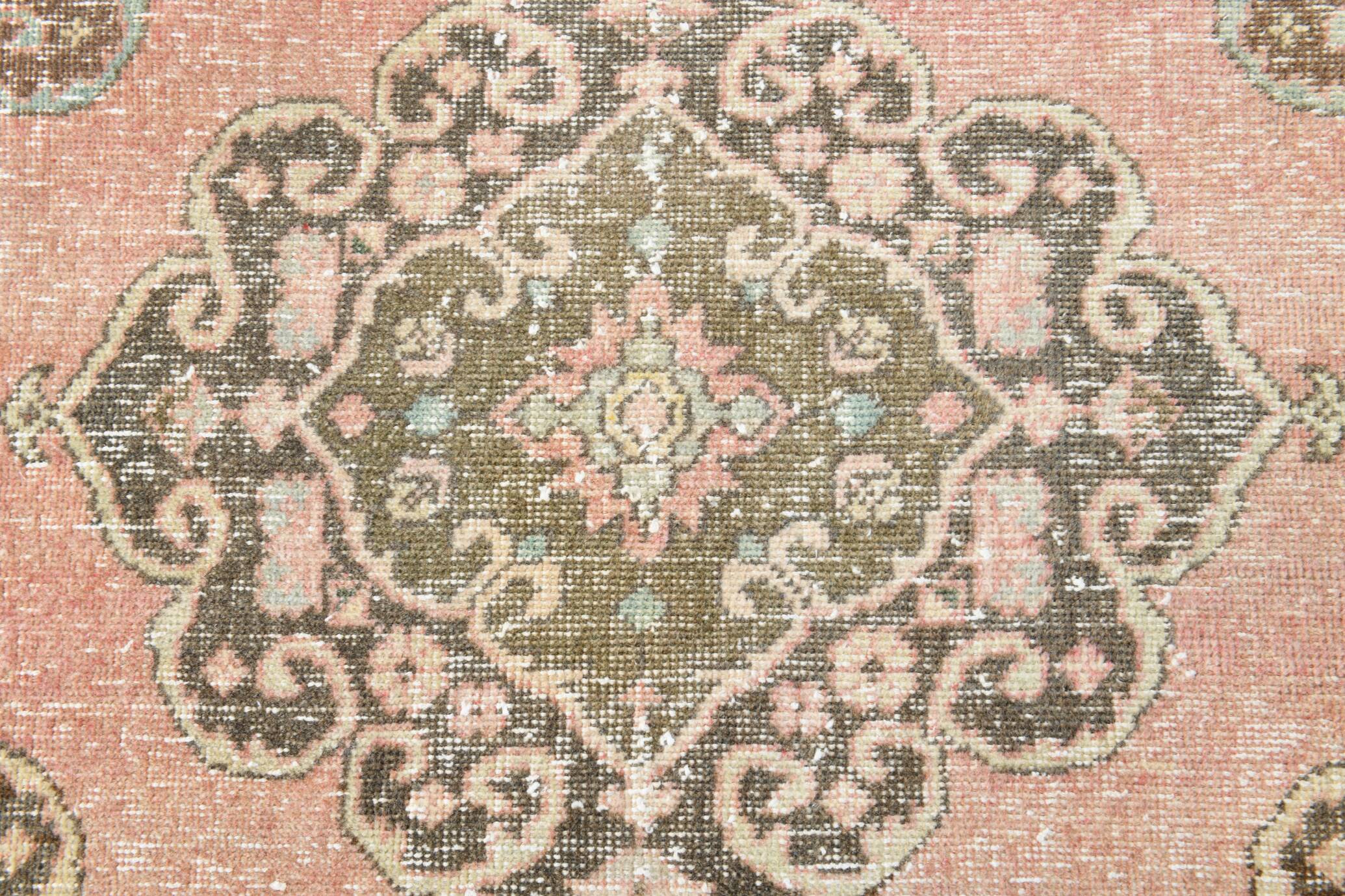 3x12 Pink & Brown Madallion Pattern Persian Runner Rug, 79x382Cm