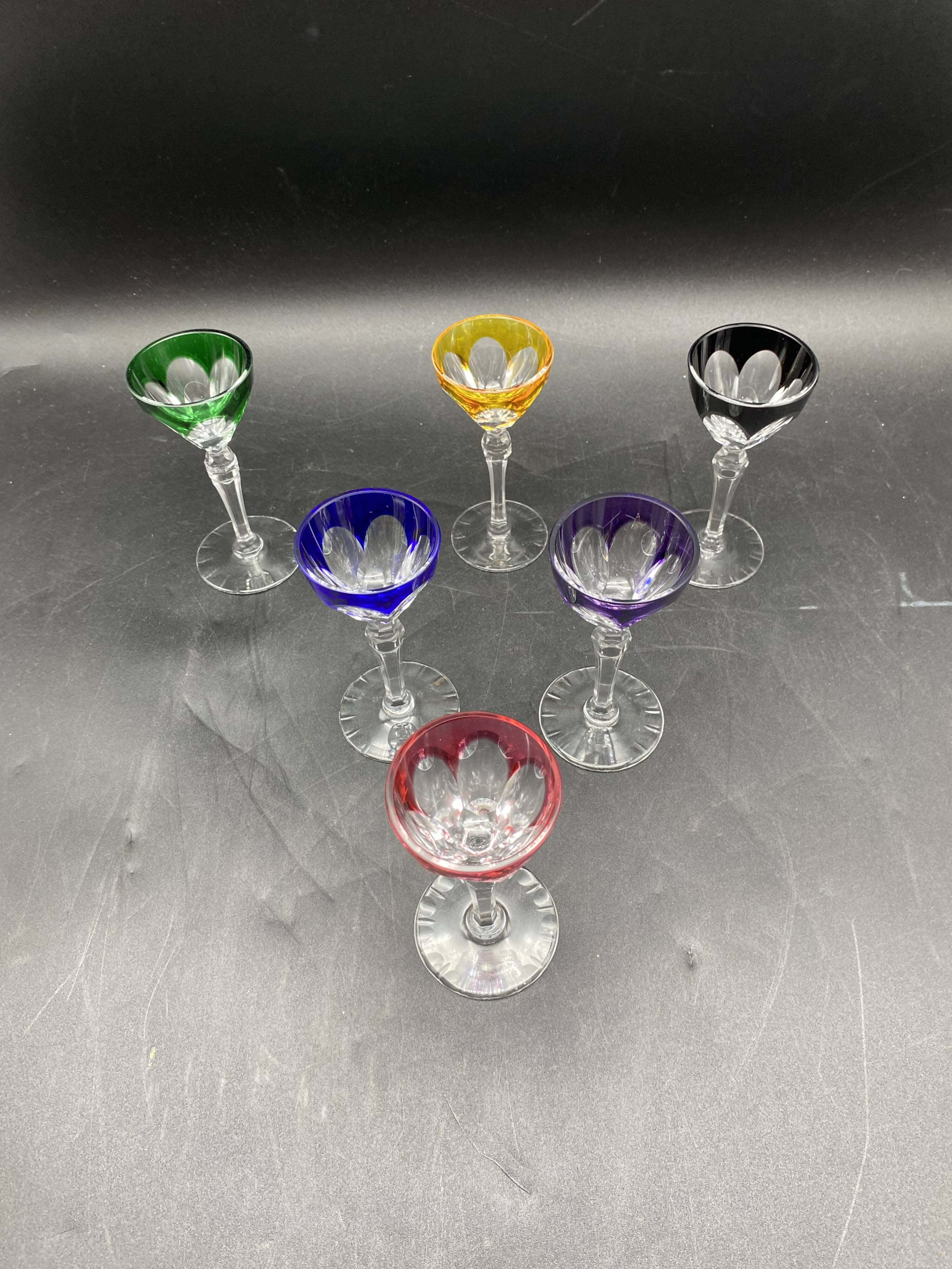 6 colored crystal port glass
