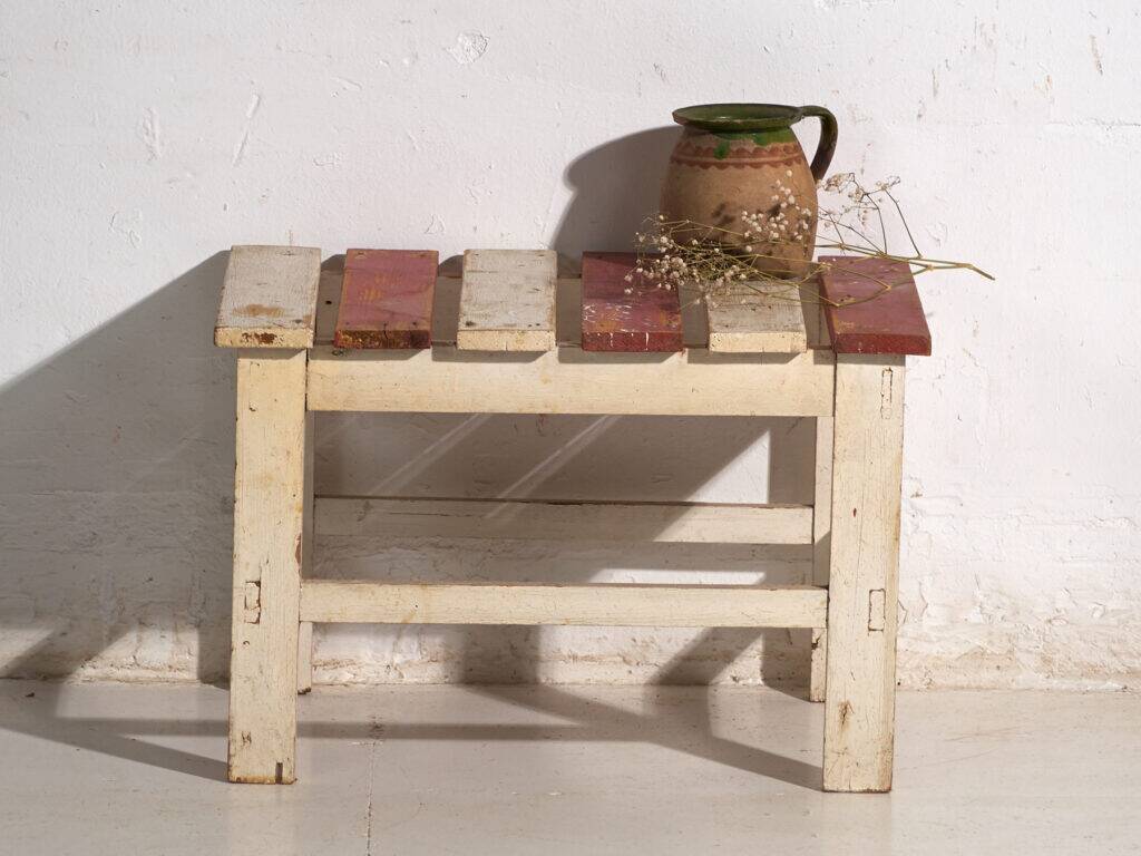 Rustic low bench made of wood – Central Europe, around 1940