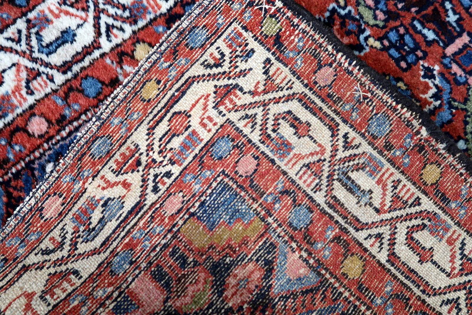 Handmade vintage Persian Hamadan rug 76cm x 126cm, 1970s