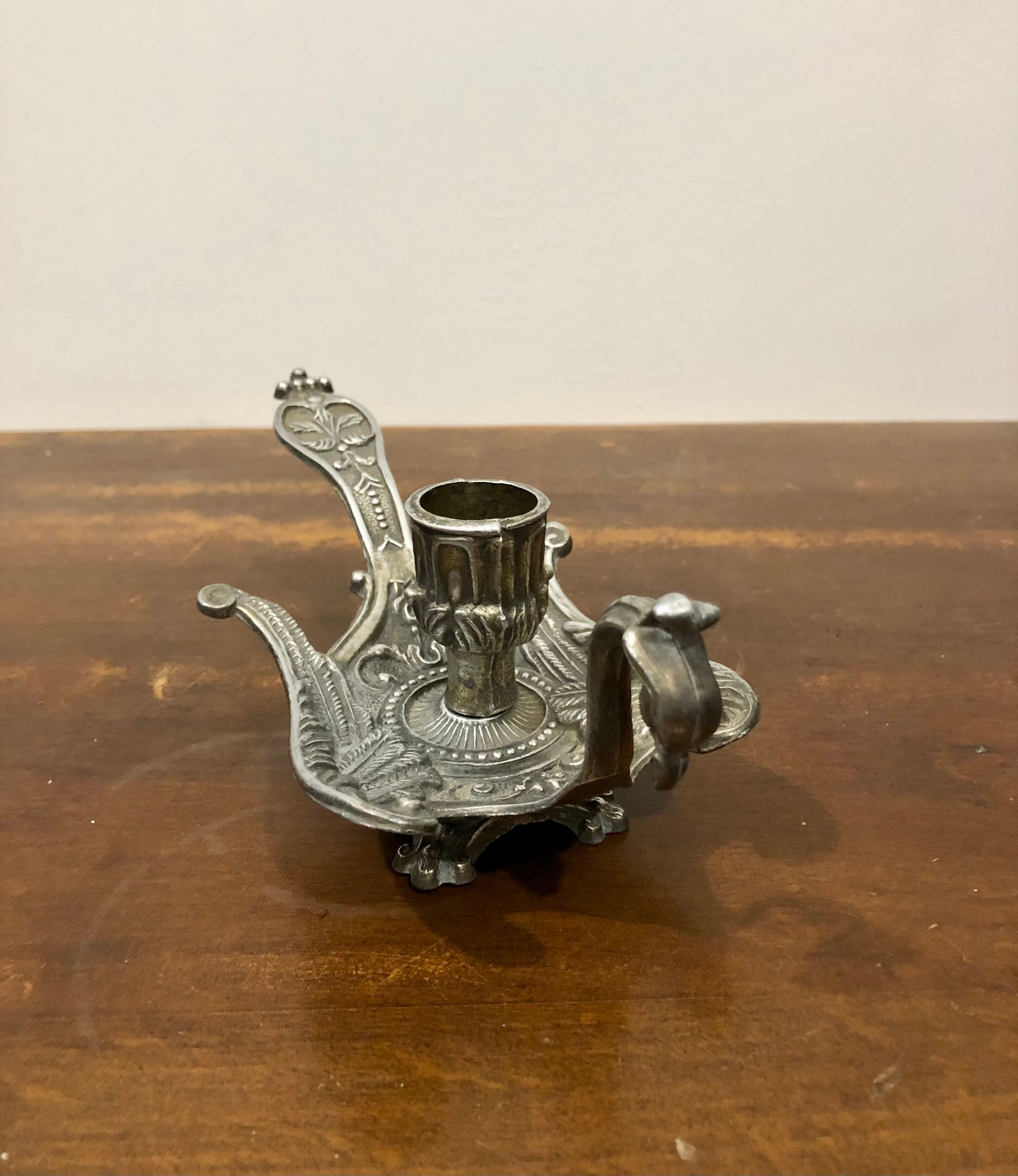 Brass peacock candle holder