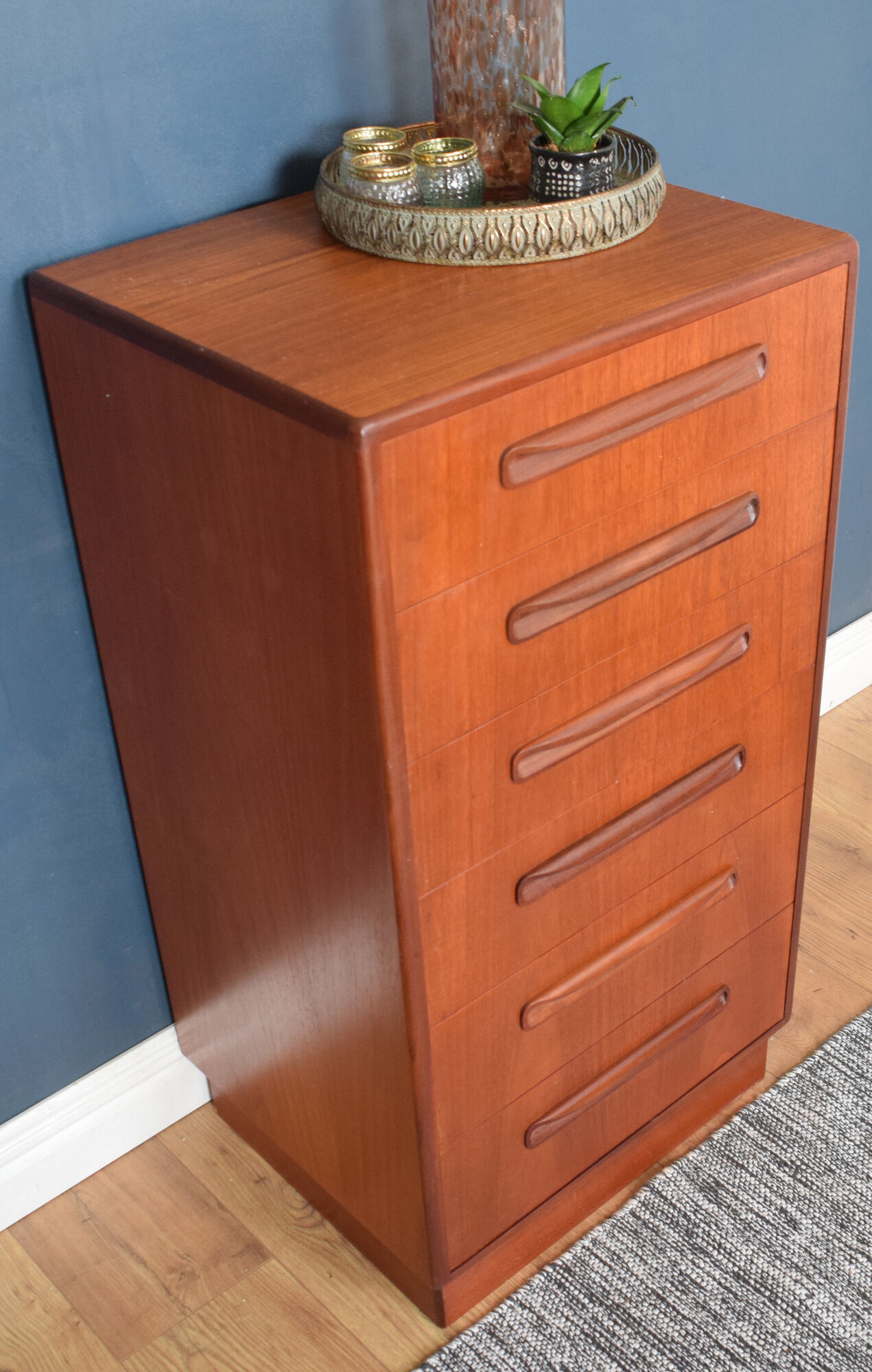 Restored Teak G Plan Fresco Tallboy Tall Chest Of Drawers