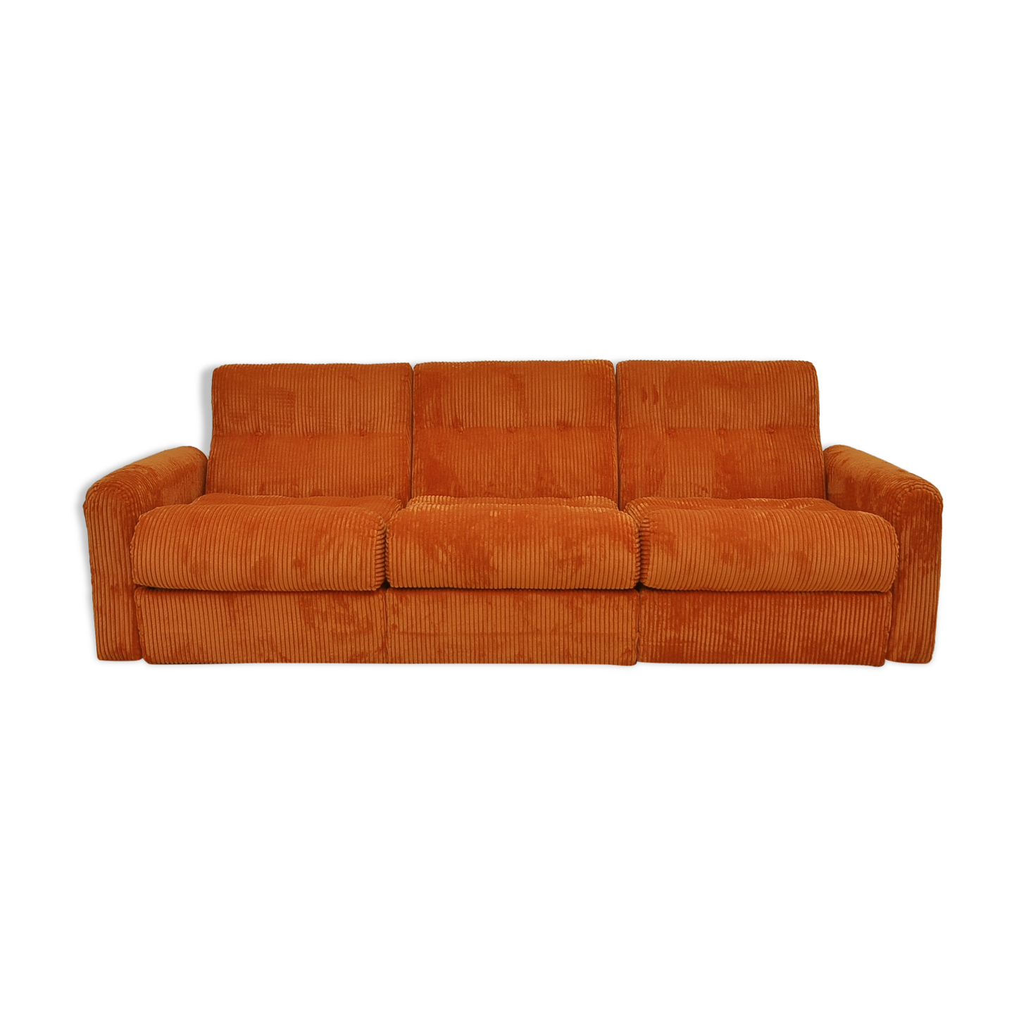 Orange corduroy modular sofa, 1970s.
