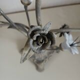 Antique chandelier in cast iron/metal and porcelain