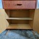 Rattan chest of drawers with one large drawer and two hinged doors - mahogany color