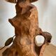 Brutalist style lamp, raw wood and rope
