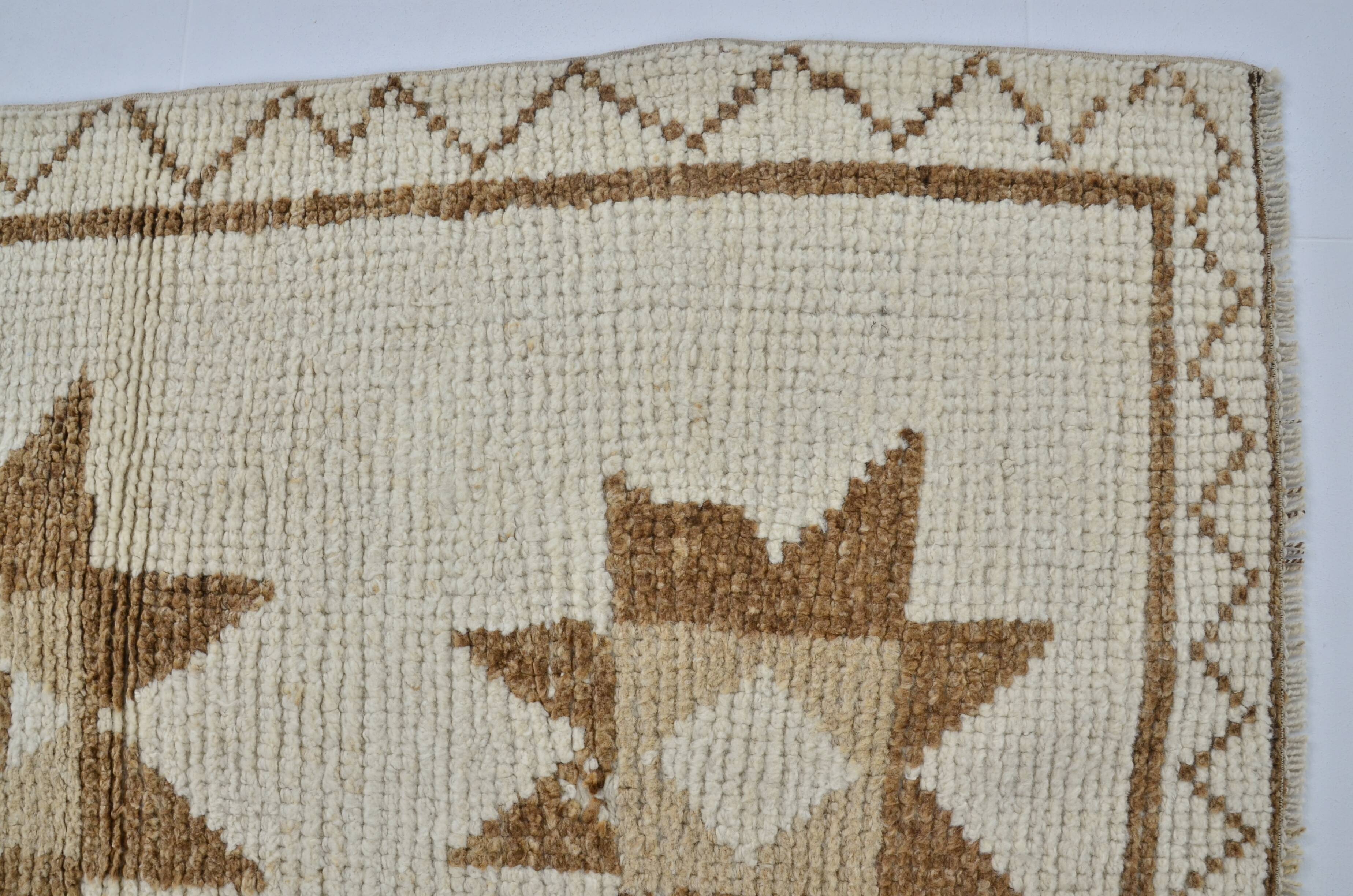 White And Brown Floral Runner Carpet sku 2069