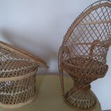 Set of 2 rattan armchairs