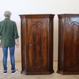 Pair of antique corner cabinets, Italy 17th century restored