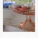 Pink glass compote bowl