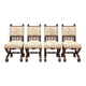 Set of 4 High Renaissance Chairs Carved Walnut 19th Century