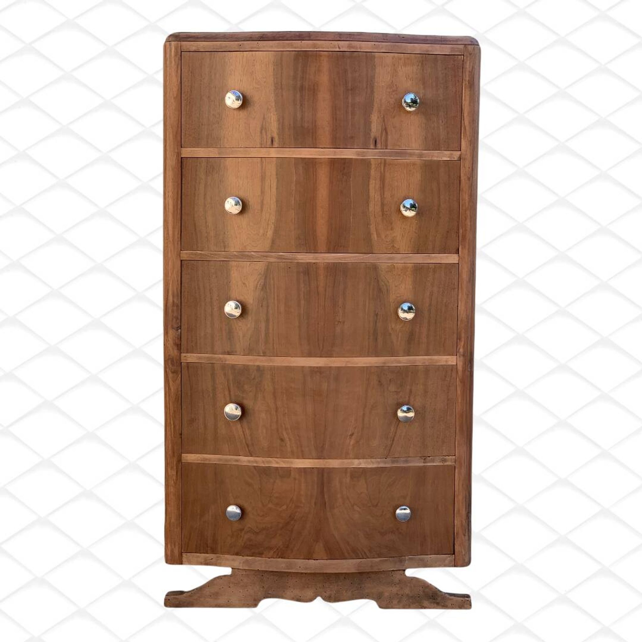 Commode haute art déco pieds moustache noyer brut 1930