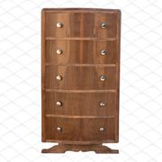 Commode haute art déco pieds moustache noyer brut 1930