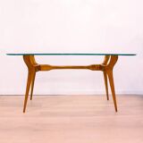 Mid Century Palisander and Glass Dining Table, Italy, 1950s