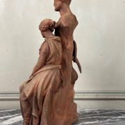 The sculpture, original terracotta signed and dedicated, Charles Van Oemberg.
