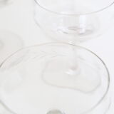 Set of 5 chiseled glass champagne cups