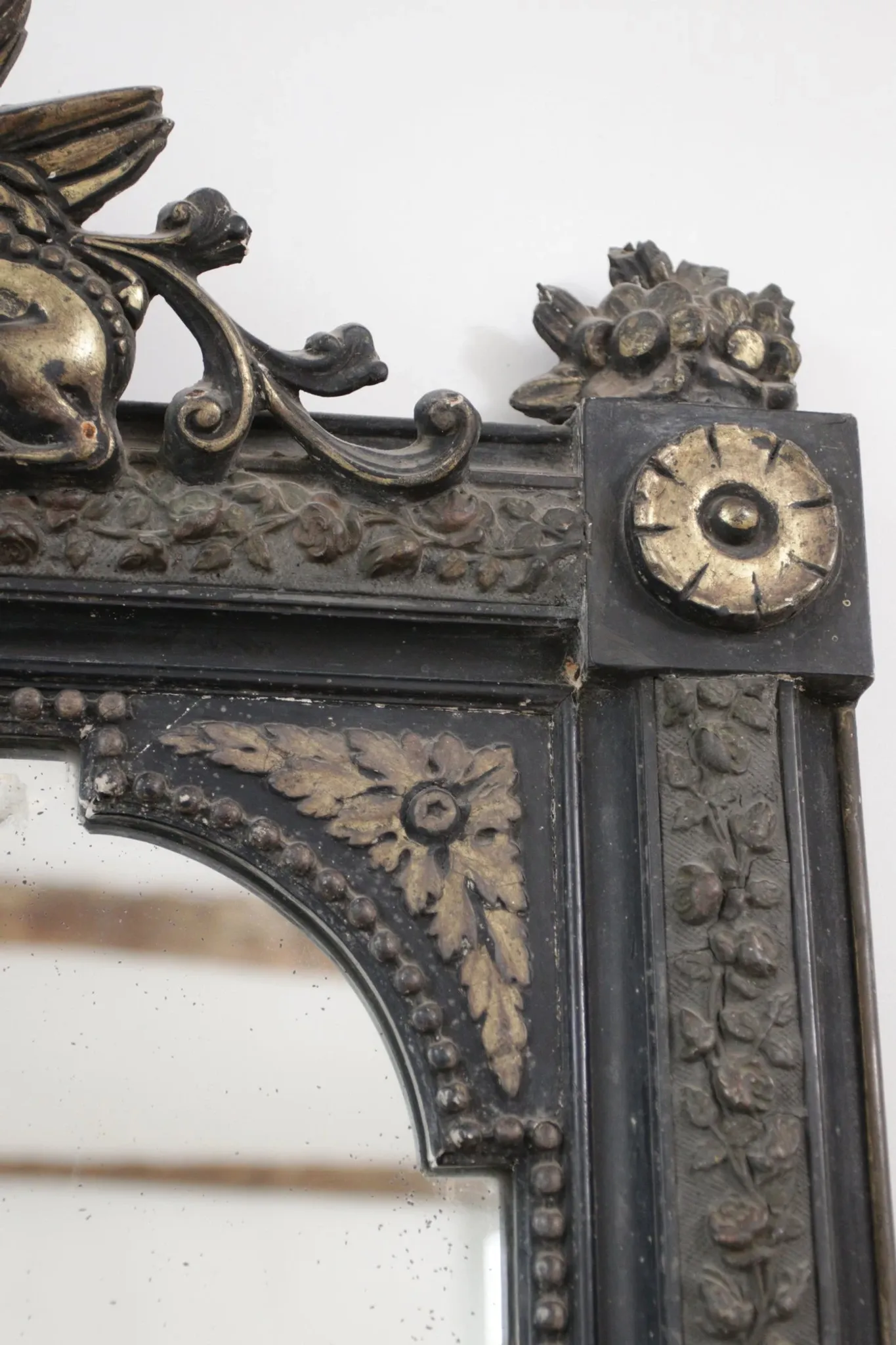 Antique 19th-century mirror with griffins and console table