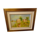 Painting by Gian BERRA with autograph letter signed on the back, contemporary painter - Italy