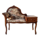 Antique wooden telephone bench in dark brown.