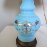 Antique NAP III living room lamp in painted opaline