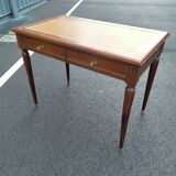 Old style flat desk louis xvi leather tray with 2 pulls