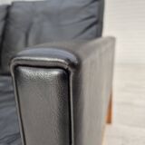 1960s, Danish 2-seater sofa in original condition, furniture leather, solid oak wood.