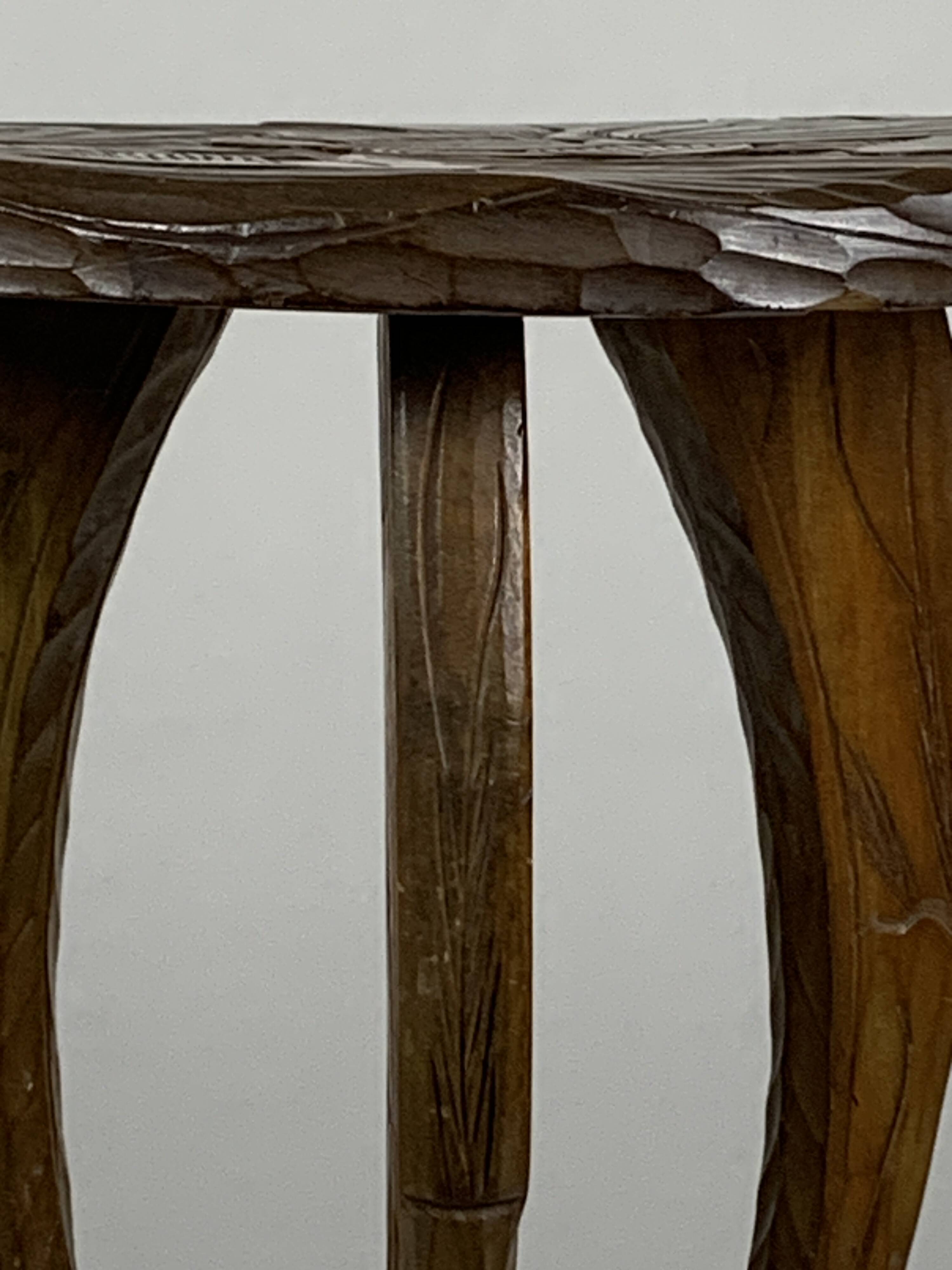 Arts & Crafts Japanese Hand Carved Side Table for Liberty London, 1905