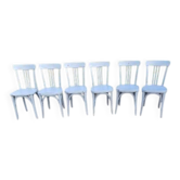 6 chaises bistrot Baumann bois cérusé vieux gris