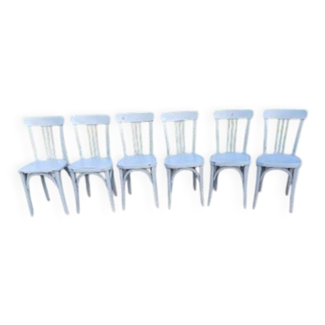 6 Baumann bistro chairs in old grey limed wood