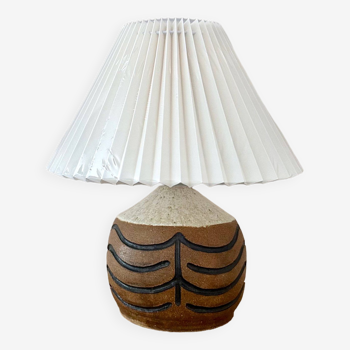 Danish Design table lamp, Koefoed ceramic, pleated lampshade, mid century interior