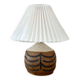 Danish Design table lamp, Koefoed ceramic, pleated lampshade, mid century interior