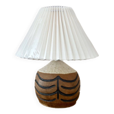 Danish Design table lamp, Koefoed ceramic, pleated lampshade, mid century interior