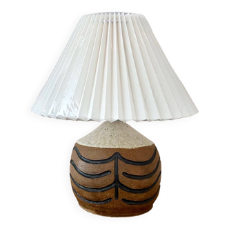 Danish Design table lamp, Koefoed ceramic, pleated lampshade, mid century interior