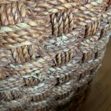 Vintage woven rope and rattan coffee table with 4 stools