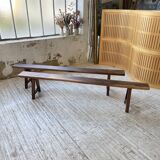 Pair of benches in walnut and solid oak 230 cm