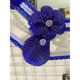 Italian Venetian Octagonal Murano Glass Wall Mirror with Blue Floral Handwork