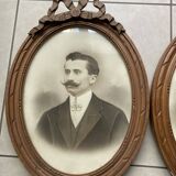 Pair of portraits of a couple in a 1900s knotted frame