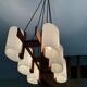 Teak chandelier and vintage design wall lamp 60 years