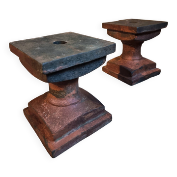 Pair of antique cast iron architectural bases (late 19th - early 20th century)