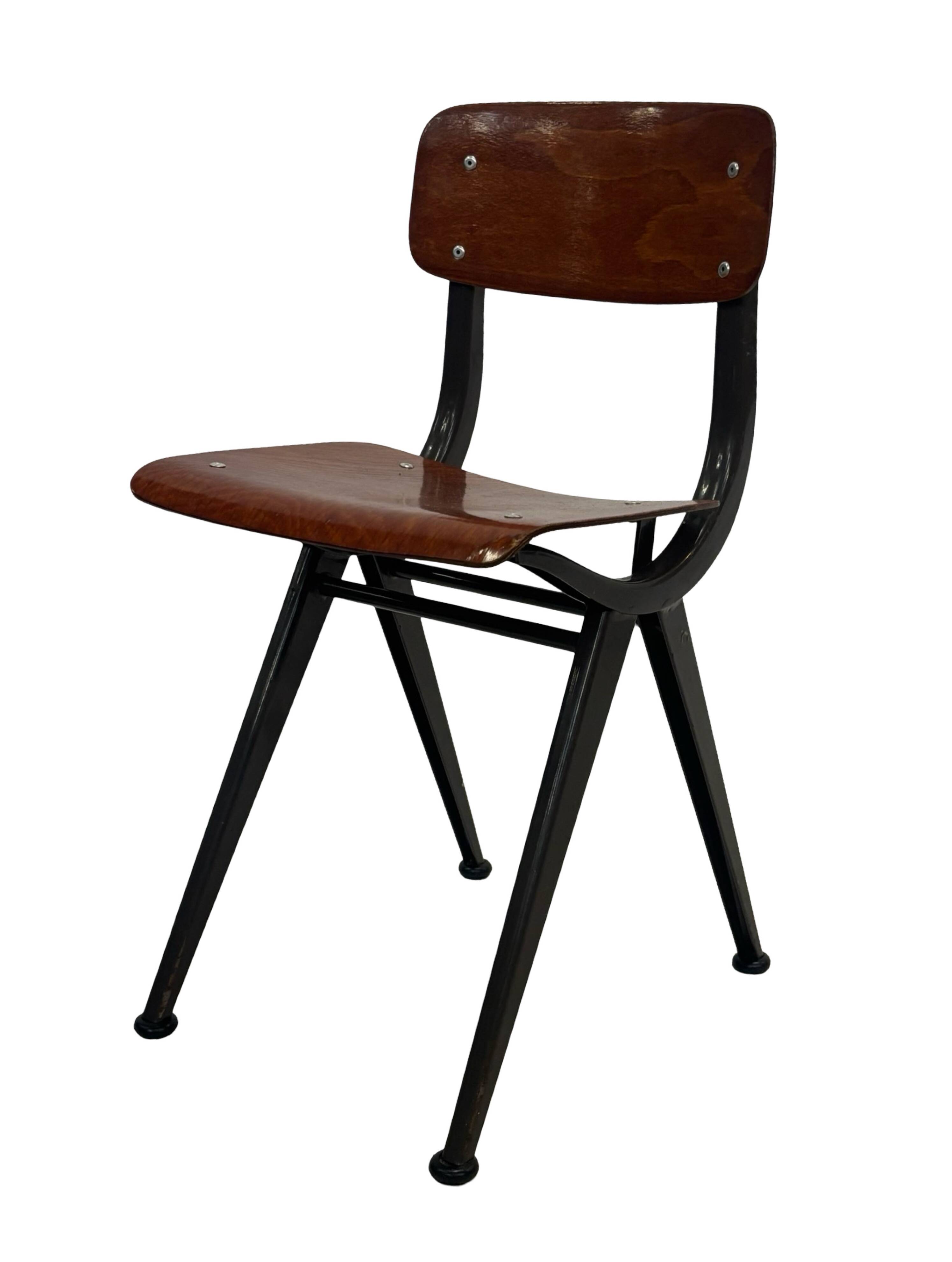 Vintage industrial children's chair, school chair, Dutch design
