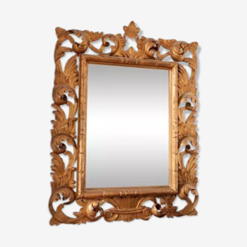 Baroque mirror with gilded wooden frame, 19th