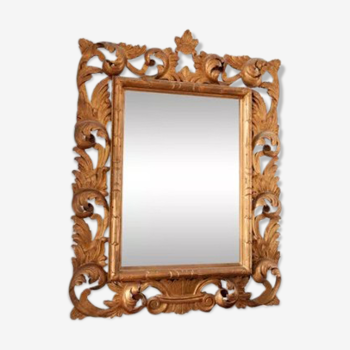 Miroir baroque avec cadre en bois dorée, 19ème