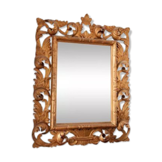 Baroque mirror with gilded wooden frame, 19th